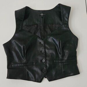 7 For All Mankind Black Faux Leather Vest with Button Front Size M Chic, Grunge